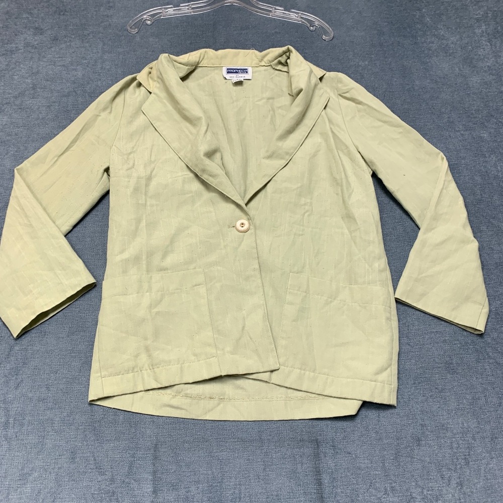 Prophecy By Sag Harbor Blazer Jacket Women 8P Green Notch Lapel Single Breasted